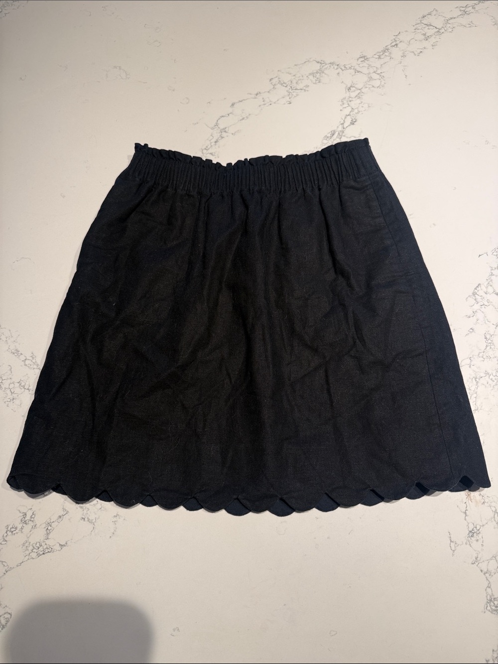 J. Crew Black Scalloped-Hem Mini Skirt